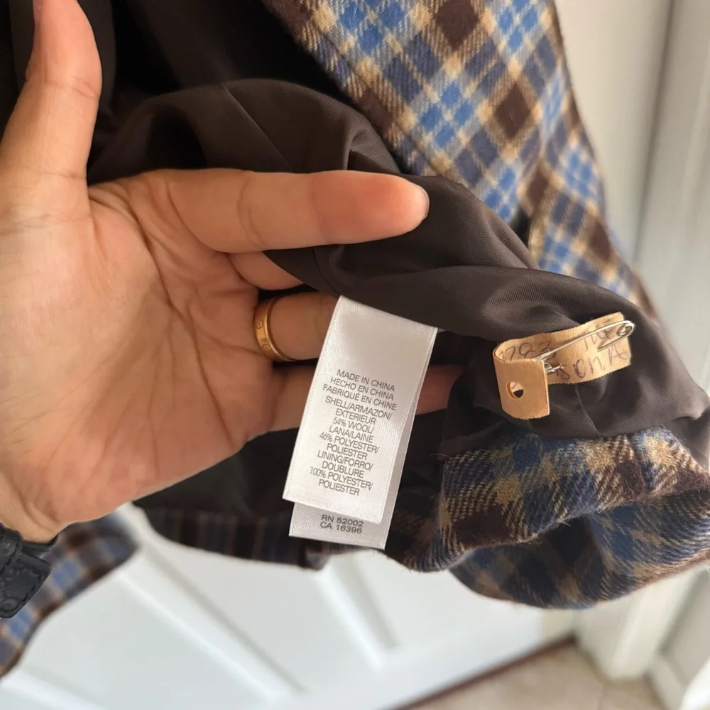 Plaid Wool Blend Blazer - Picture 7 of 9